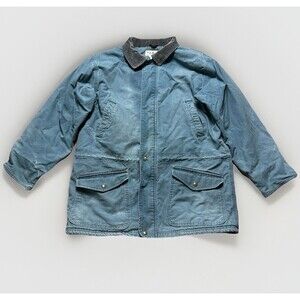 Vintage LL Bean Canvas Chore Coat Barn Field Jacket Blue Size XXL USA Made Lined